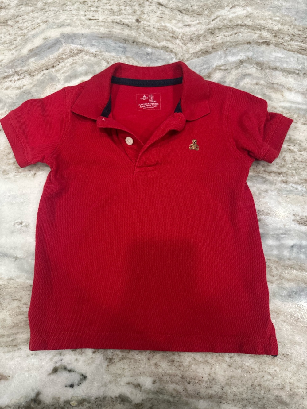GAP Little Boys Red Polo with Embroidered Bear Logo